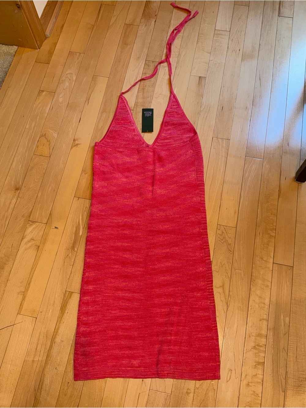 NWT Res Pink Space-Dye Knit Halter Mini Dress Large NWT